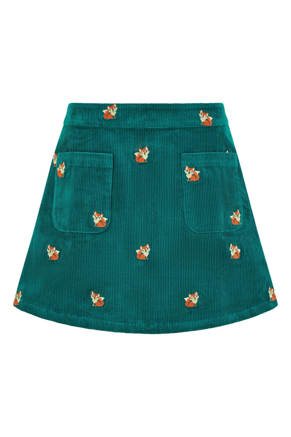 Teal Fox Embroidered Cord Mini Skirt