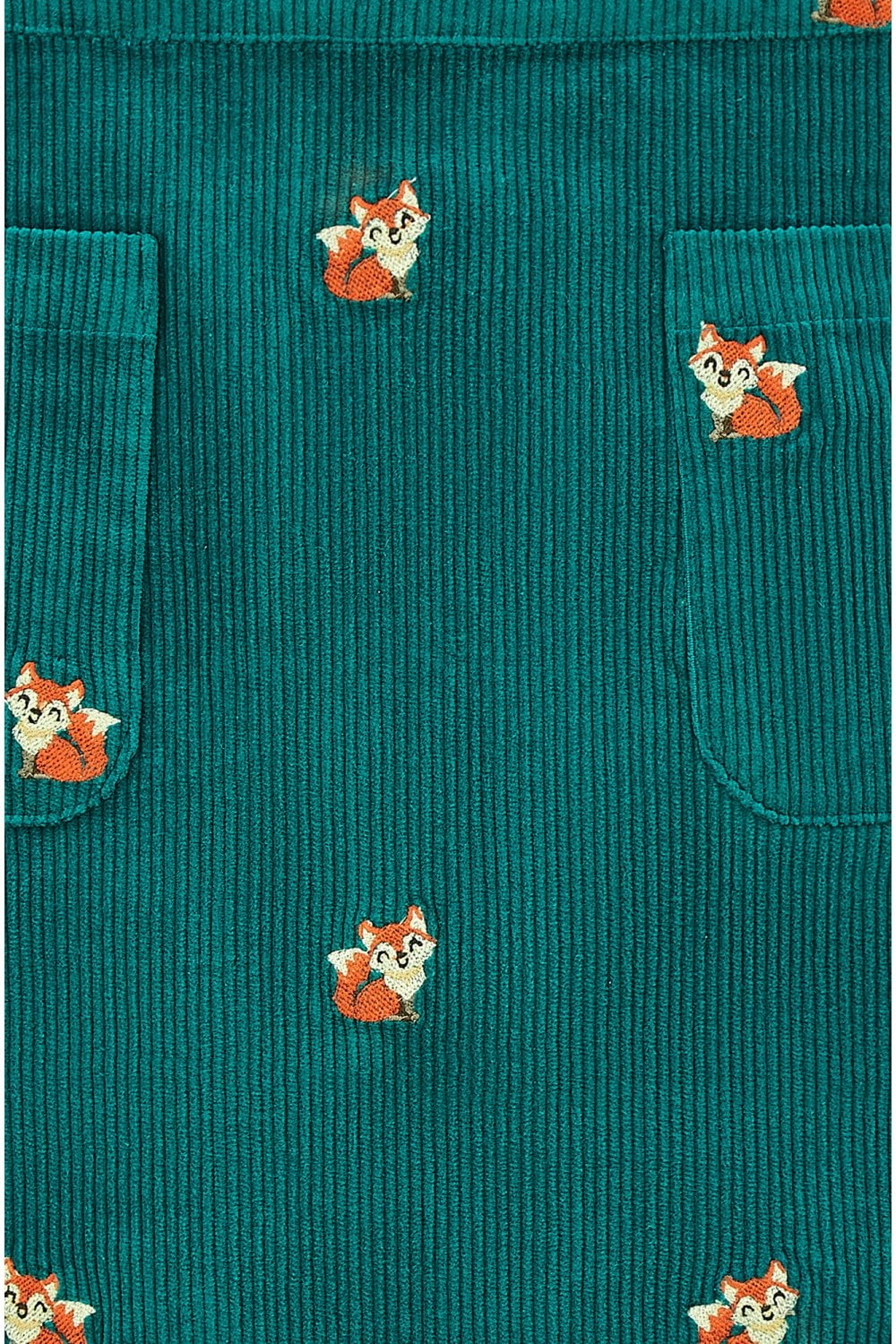 Teal Fox Embroidered Cord Mini Skirt